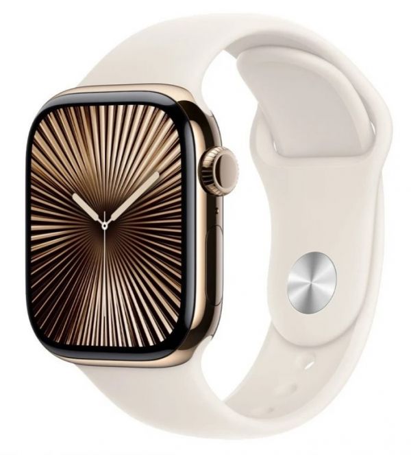 Apple Watch Series 10 GPS + Cellular 42mm Gold Titanium Case w. Starlight Sport Band - S/M (MX063)