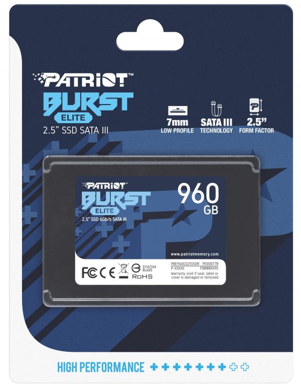 SSD накопитель PATRIOT Burst Elite 960 GB (PBE960GS25SSDR)