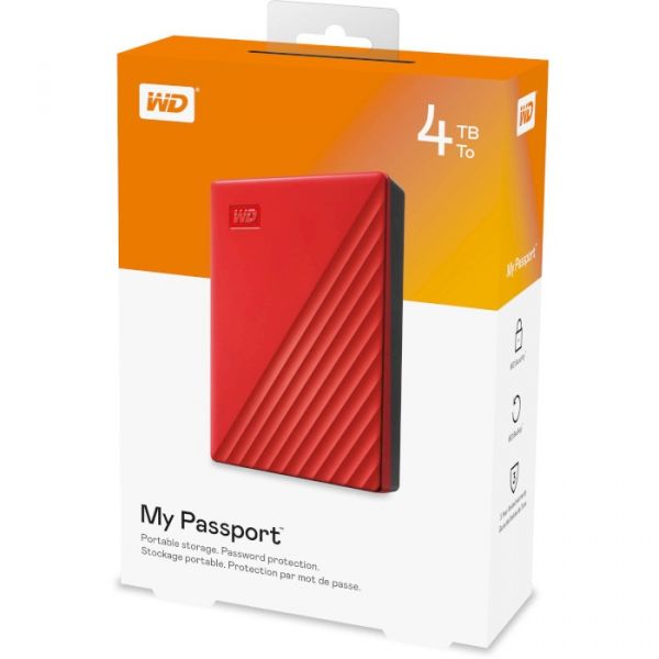 Зовнішній жорсткий диск 2.5" USB 4.0TB WD My Passport Red (WDBPKJ0040BRD-WESN)