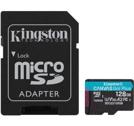 MicroSDXC 128GB UHS-I/U3 Class 10 Kingston Canvas Go! Plus + SD-адаптер (SDCG3/128GB)