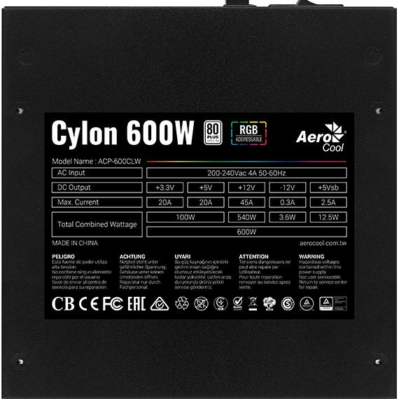 Блок живлення AeroCool Cylon 600 (ACPW-CL60AEC.11)