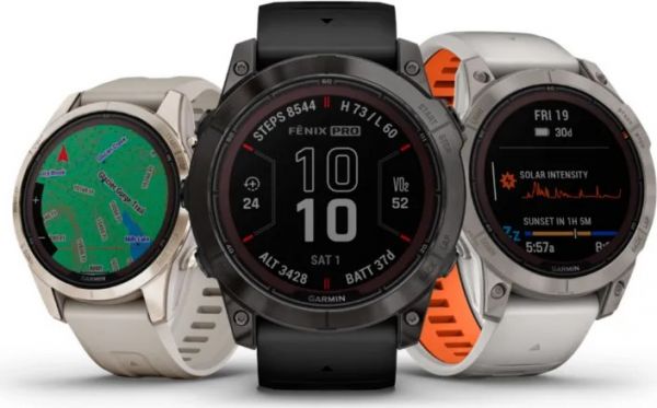 Смарт-годинник Garmin Fenix 7X Pro Sapphire Solar Titanium w.Fog Gray/Ember Band (010-02778-14/15)