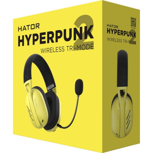 Комп'ютерна гарнітура Hator Hyperpunk 2 Wireless Tri-mode Black/Yellow (HTA-857)