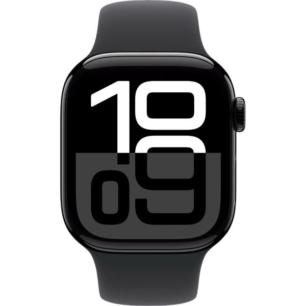 Apple Watch Series 10 GPS 42mm Jet Black Aluminum Case with Black Sport Band M/L MWWF3