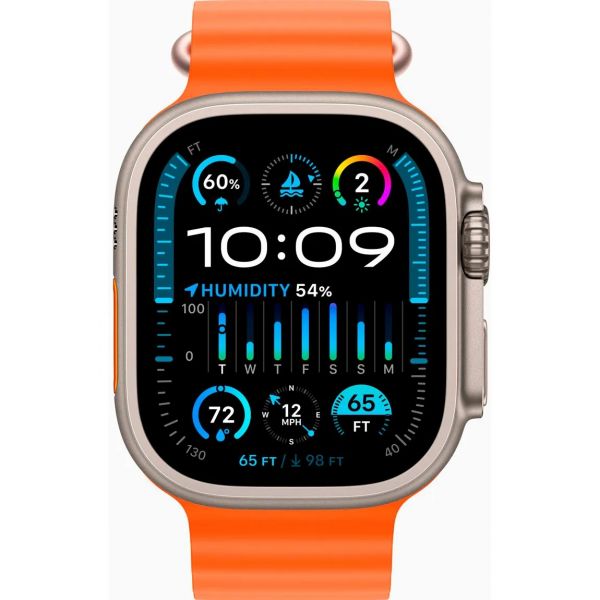 Apple Watch Ultra 2 GPS + Cellular 49mm Titanium Case with Orange Ocean Band (MREH3)