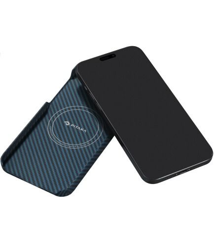 Чохол Pitaka MagEZ Case 4 Twill 1500D Black/Blue for iPhone 15 Pro (KI1508P)