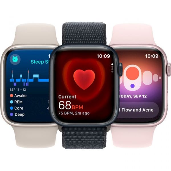 Apple Watch Series 9 GPS 45mm Midnight Aluminum Case with Midnight Sport Band - S/M (MR993)