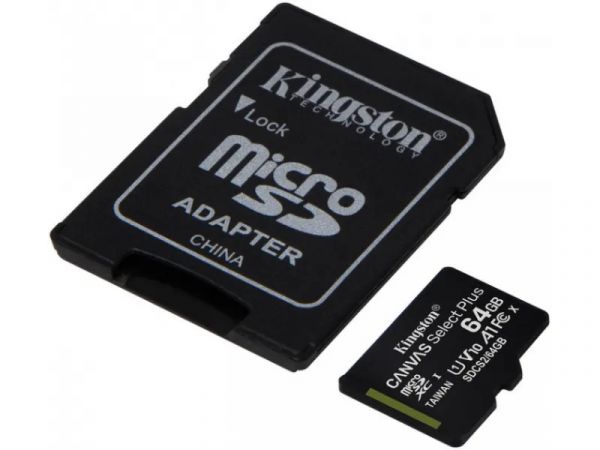 Карта пам'яті MicroSDXC card 64G C10 UHS-I Kingston Select 100R + adapter (SDCS2/64GB)