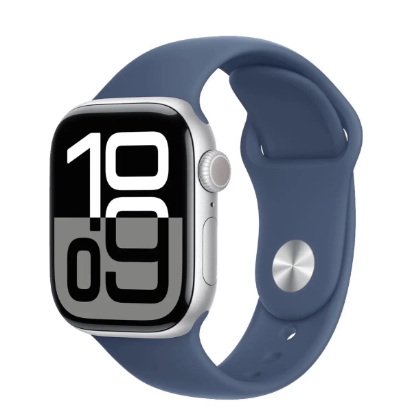 Apple Watch Series 10 GPS + Cellular 46mm Silver Alu. Case w. Denim Sport Band - M/L (MWY13)