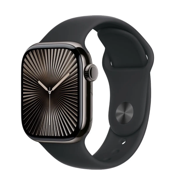 Apple Watch Series 10 GPS + Cellular 42mm Slate Titanium Case w. Black Sport Band - M/L (MWXH3)