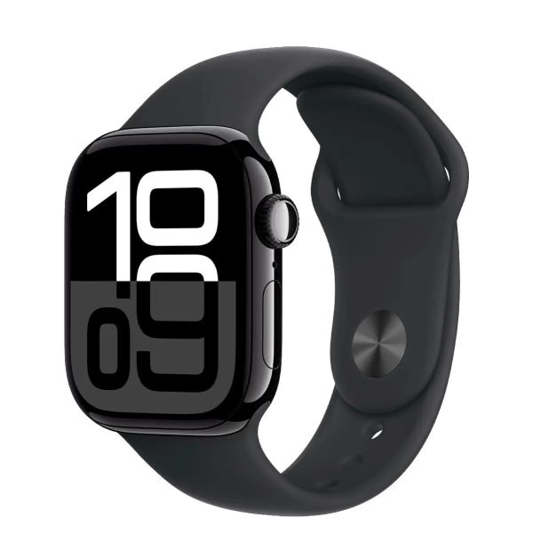 Apple Watch Series 10 GPS + Cellular 42mm Jet Black Alu. Case w. Black Sport Band - M/L (MWX73)