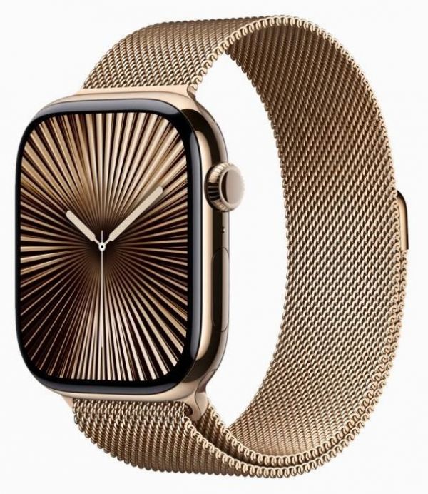 Apple Watch Series 10 GPS + Cellular 42mm Gold Titanium Case w. Gold Milanese Loop (MX083)