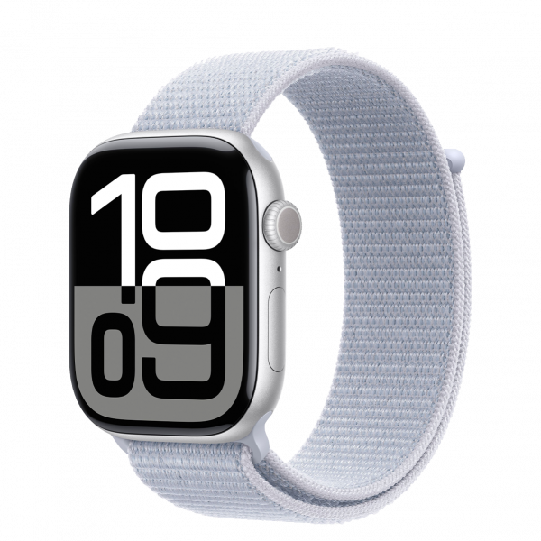 Apple Watch Series 10 GPS + Cellular 46mm Silver Aluminum Case w. Blue Cloud S. Loop (MWY23)