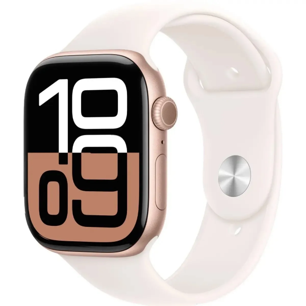 Apple Watch Series 10 GPS + Cellular 46mm Rose Gold Alu. Case w.Light Blush Sport Band - S/M (MWY63)