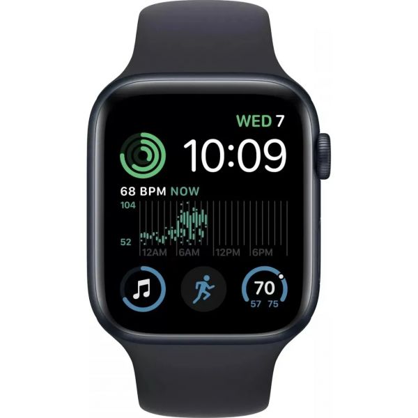 Apple Watch SE 2 GPS 44mm Midnight Aluminum Case w. Midnight S. Band - S/M (MNTF3)