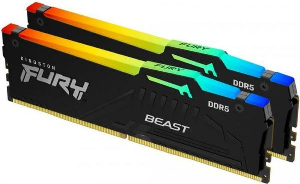 Модуль пам`яті DDR5 2x16GB/5200 Kingston Fury Beast RGB Black (KF552C40BBAK2-32)