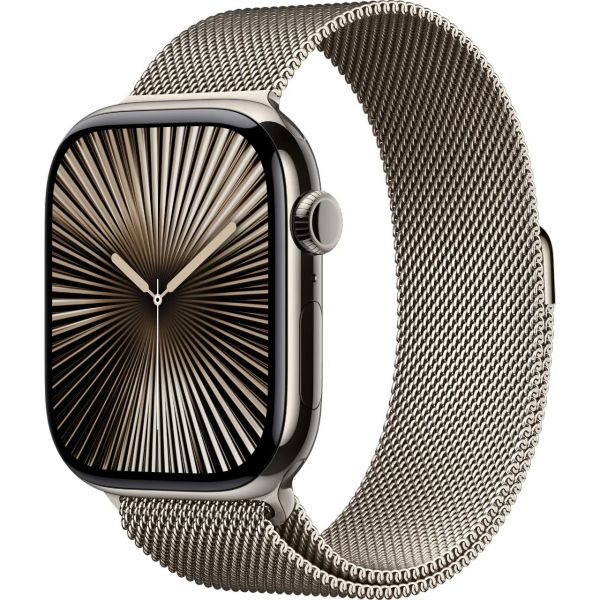 Apple Watch Series 10 GPS + Cellular 46mm Nat Titanium Case with Natural Milanese Loop - S/M (MC7Q4)