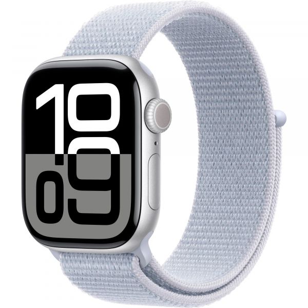 Apple Watch Series 10 GPS 42mm Silver Aluminum Case with Blue Cloud Sport Loop MWWD3