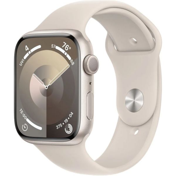 Apple Watch Series 9 GPS 45mm Starlight Aluminum Case w. Starlight Sport Band - S/M (MR963)