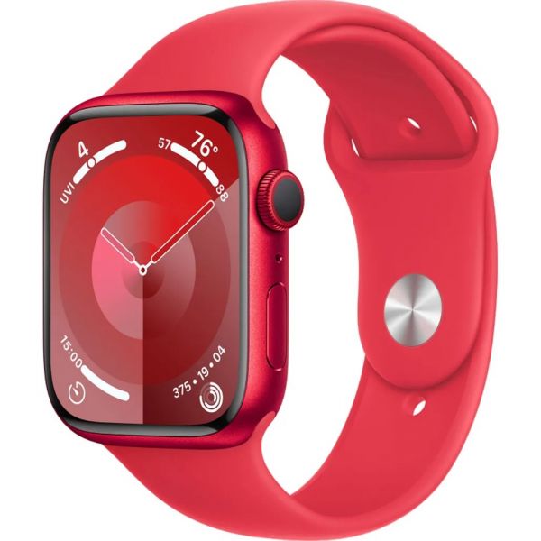 Apple Watch Series 9 GPS 45mm PRODUCT RED Alu. Case w. PRODUCT RED Sport Band - S/M (MRXJ3)